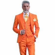 Costume Homme 3 Piece Orange Suits Men Best Man Wedding Tuxedo Groom Prom Suit