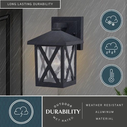 Vaxcel Lighting T0744 Rockford 9" Tall Outdoor Wall Sconce - Black - Picture 10 of 11