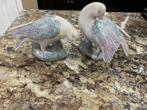 1950s Vintage Ceramic Porcelain Doves/Pigeons Pastel WBI China Hand Painted