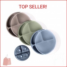 WeeSprout Suction Plates with Lids for Babies  Toddlers - 100 Silicone, Dinner