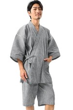 Nicolyfam Jinbei Made in Japan Takashima Cotton Men's Gray Size L Summer