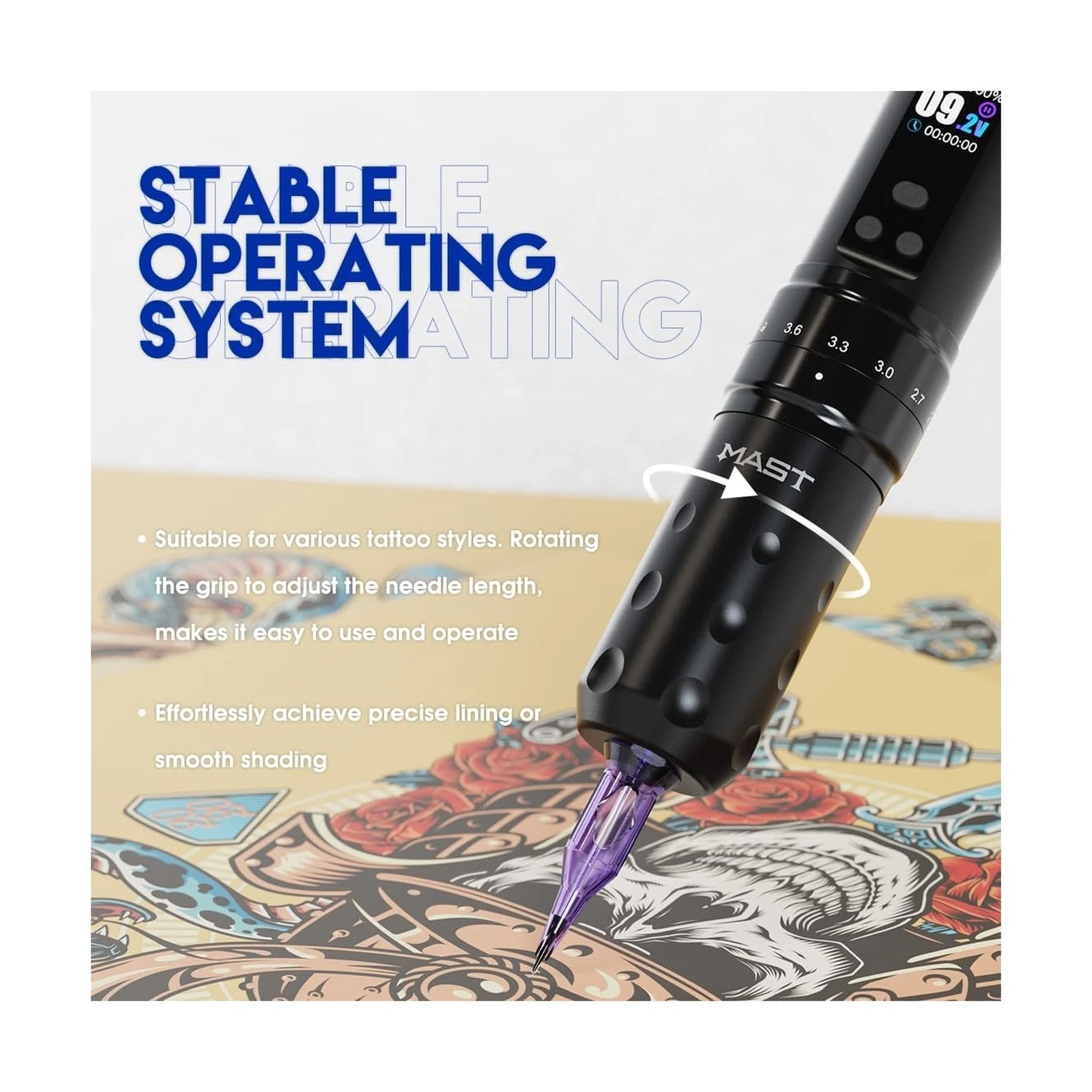 Mast Fold2 Pro Tattoo Kit, Cordless Complete Tattoo Gun Machine Kit, 2 Batter... - product detail image 7
