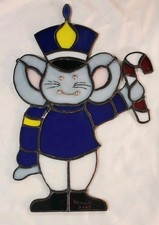 Christmas Toy Mouse Soldier Stained Glass Leaded Window Sun Catcher 6.75" x 10"