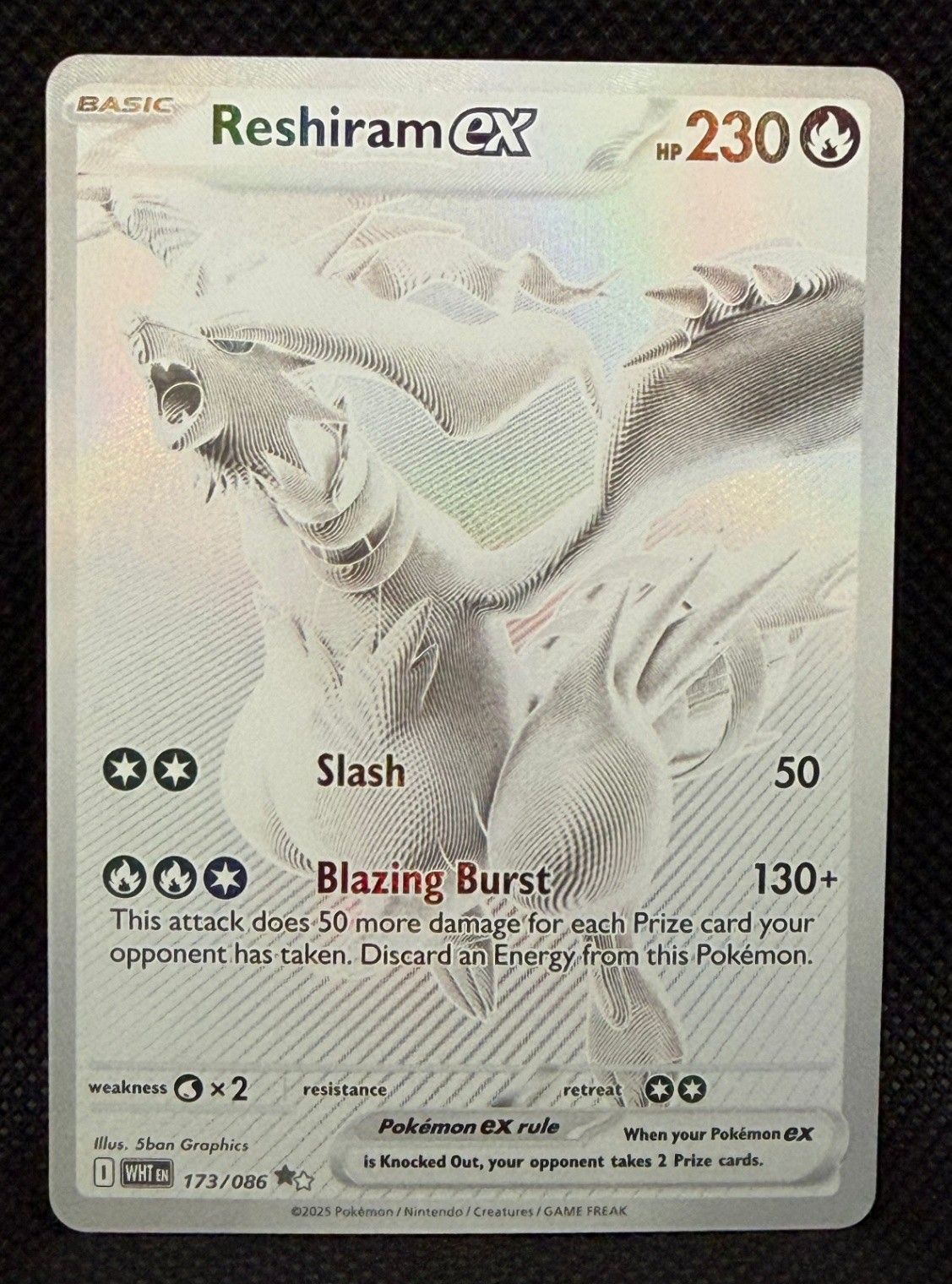 Reshiram ex - Full Art Black White Rare WHT SV: White Flare 173/086 NM