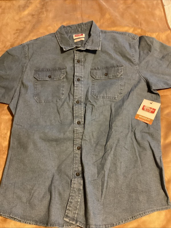 Wrangler Women’s Short Sleeve Denim Shirt Tunic Relaxed Fit XL NWT