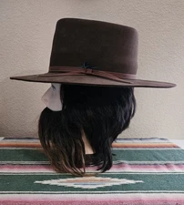 Genuine Beaver Fur Felt 10X Western Cowboy Hat 7 1/8 Brown Vintage Custom Made