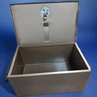 VTG Rockaway Metal Lock Safe Cash Box w Key 12.5" x 8.5" x 6.5" Fire Resistant