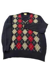 Vtg Alan Paine Argyle Sweater   100 Pure Lambswool   Size 46  Made in England