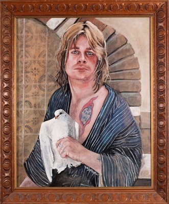 Ozzy Osbourne with Pigeon One of a Kind Pulp Painting - Acrylic on Masonite