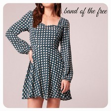 NWT Band of the Free Genevieve Diamond Mini Dress Sz. M [8-10] Black Deep Teal