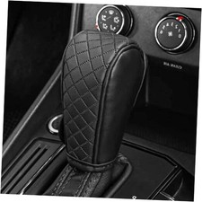 Leather Car Gear Shift Knob Cover, Anti-Slip Breathable Gear Stick Shift Black