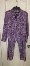 Lauren Ralph Lauren Pajama Set Womens Medium Purple Paisley 2 Piece Sleepwear