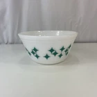Vintage MCM Federal Milk Glass Turquoise Atomic Stars Diamonds Mixing Bowl 7"