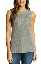 Ella Moss Ribbed Knit Sleeveless Sweater Tank Mood Indigo Size L NWT Minimalist