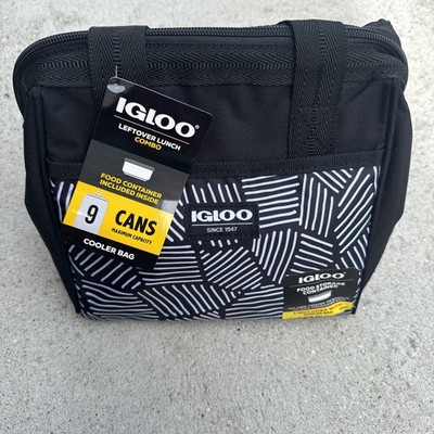 Brand New Igloo Black Striped Print Leftover Lunch Bag & Pack In Food Container