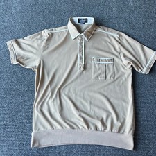 VINTAGE Alan Stuart Shirt Men's Large Brown Banded Waistband 80s Polo Golf 