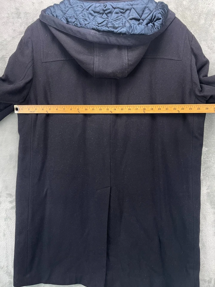 Abrigo de Lona T Harris London Para Hombre Con Capucha Talla Grande Negro Lana Cremallera Completa Foto 4 de 4