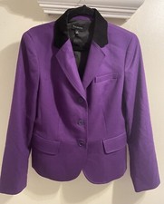 Talbots Wool Blazer Purple With Black Velvet Collar Size 12