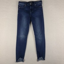 Liverpool Jeans Womens 8/29 The Hugger Ankle Skinny Fray Dark Wash Blue