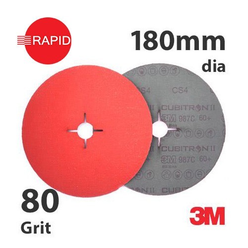 3M Cubitron II 987C 180mm (7"") Slotted Fibre Disc, 80 Grit (Pack of 25)