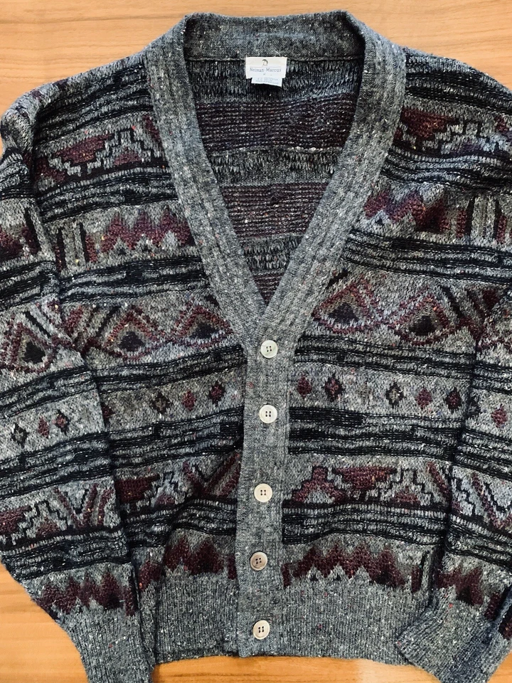 Cárdigan suéter vintage Neiman Marcus para hombre M mezcla de lana de gran tamaño abuelo papá Foto 2 de 4
