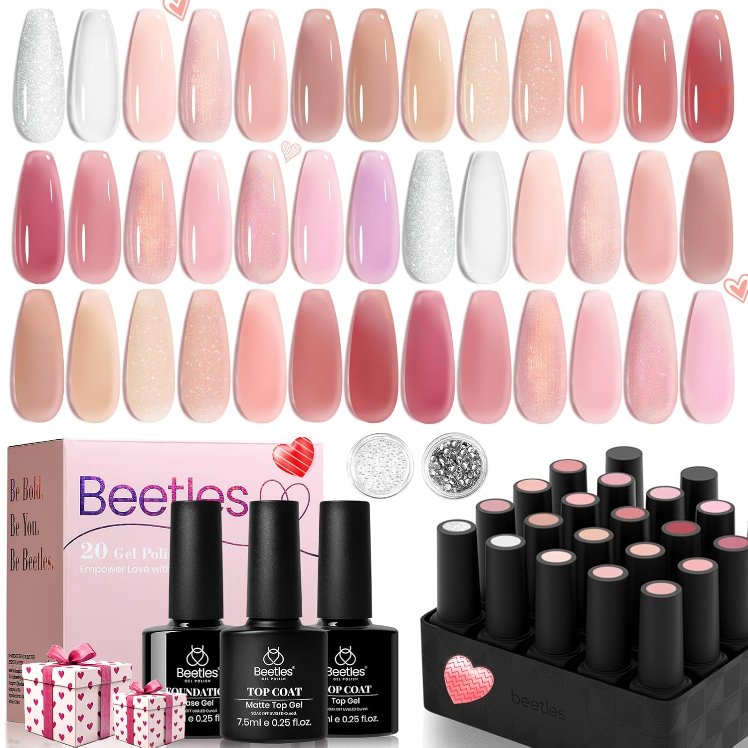 Pink Nude Gel Nail Polish Set 20 Colors Valentine Gifts for Women  