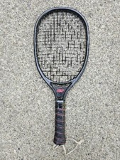 Vintage LEACH Black POWER KING Racquetball Racquet w/Leather Grip