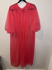 VTG Texsheen Pink Sheer babydoll nightie nightgown Sz 38