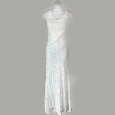 La Scala White Lace Dress M Wedding Mermaid Formal Knotted Waist