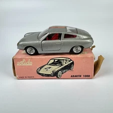 Solido 1/43 vintage 100 series 124 Fiat Abarth 1000 metallic silver boxed