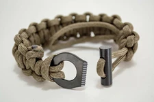 Fire Starter Bracelet Survival Adj. Khaki Fish & Fire Paracord EZ Deploy