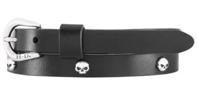 Harley-Davidson Women's Ruthless Skulls Genuine Leather Belt, Black