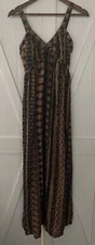 Sans Souci Maxi dress size Small V Neck Boho smocked back Rayon NWT