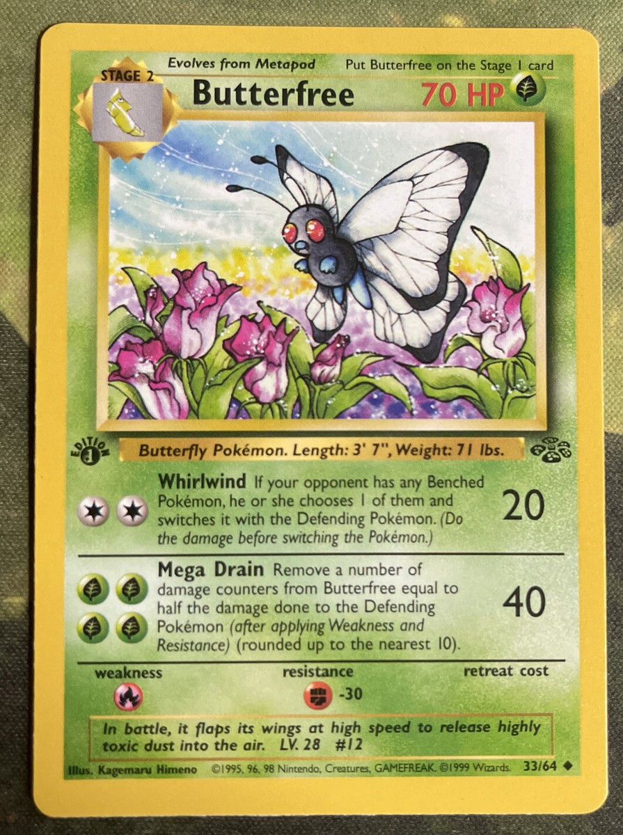 1st Edition “d” Edition Butterfree Misprint Error 33/64 - Jungle