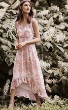NEW Anthropologie HD Sidra Maxi Dress Size 10 Pink Floral Chiffon Z259-31