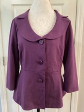 Women  s Blazer Sandro Blazer Deep Purple 3 Button Front Fully Lined Size Med.