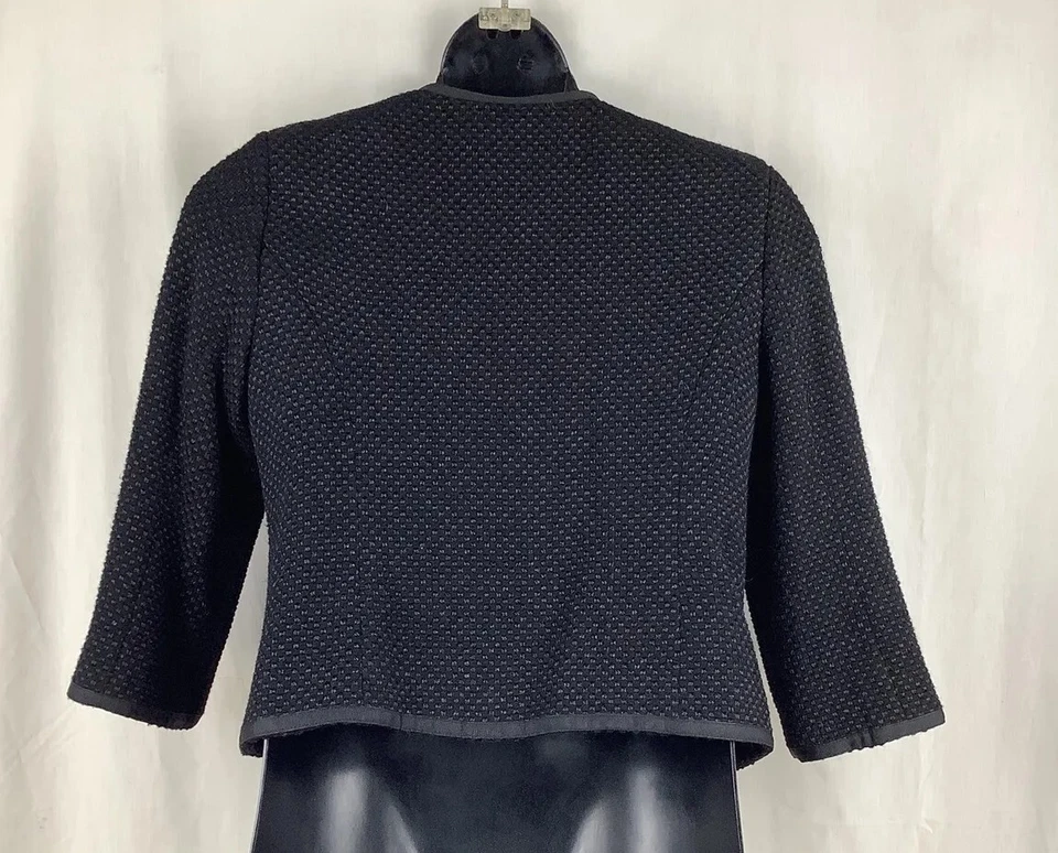 Blazer MOSSIMO Tweed CROPPED NEGRO MANGA 3/4 TALLA GRANDE CIERRE DE GANCHO Y OJO Foto 4 de 4