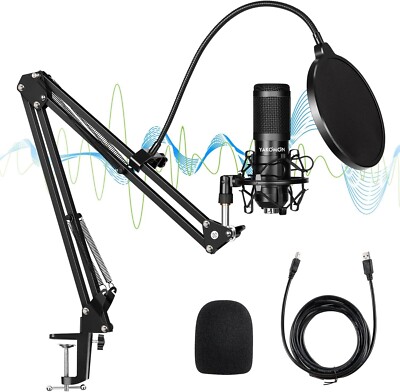 Yakomon USB Kondensator Mikrofon Set, Studio PC Mikrofon mit 192KHZ/24Bit Mikrofon