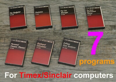 7 programs Sinclair ZX81 Timex 1000 & 1500  Budgeter, Statistics, etc...