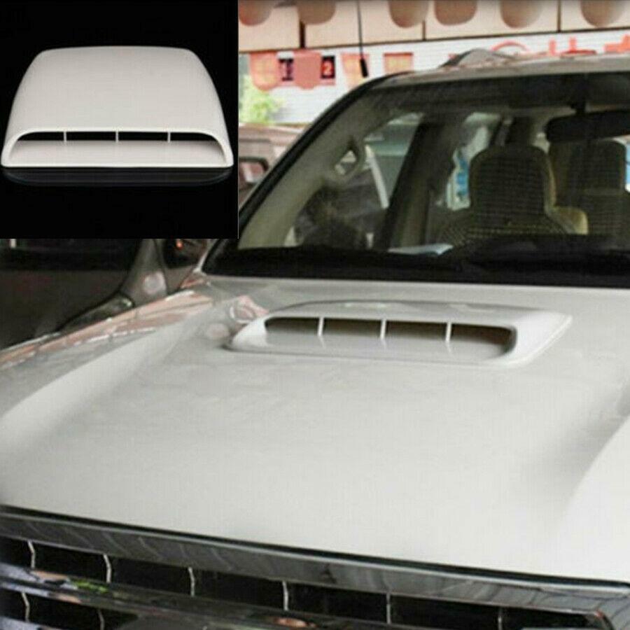 Sport Racing White Air Flow Vent Bonnet Car Front Hood Scoop Cover Trim Decor