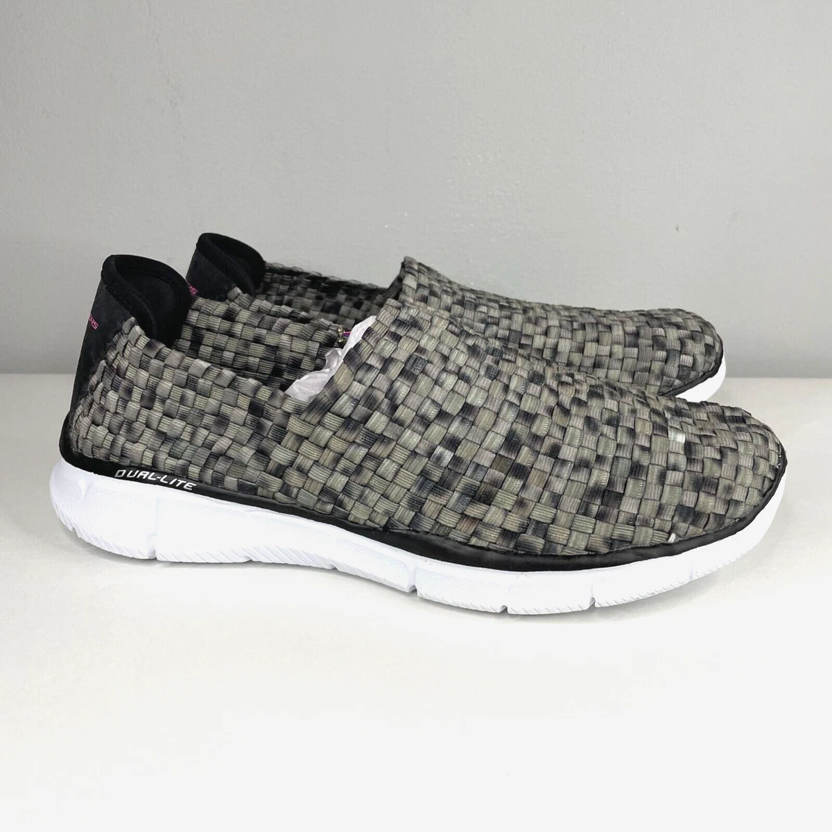 Skechers Equalizer Memory Foam Gray Woven Slip On Shoes Womens Size 9.5 NWT