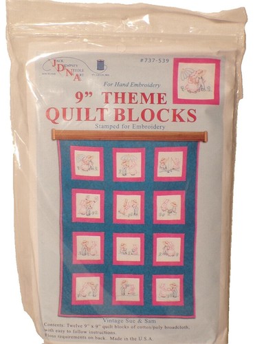 Jack Dempsey > Bunnies - Jack Dempsey Stamped White Nursery Quilt Blocks 9"X9" 12/Pkg: A Cherry On Top