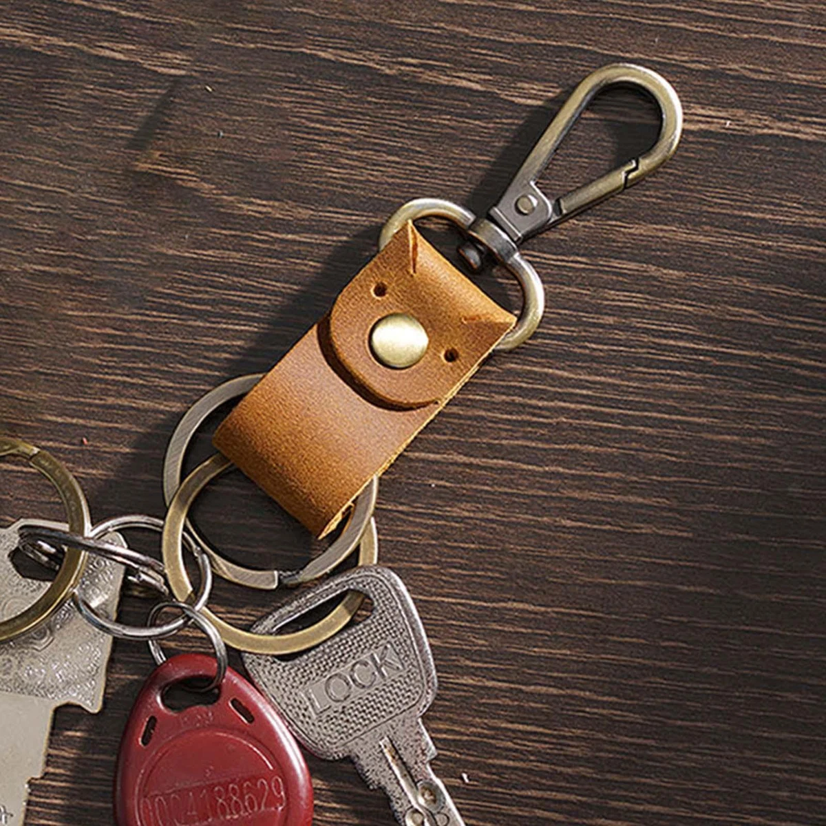 Carabiner leather keychain store