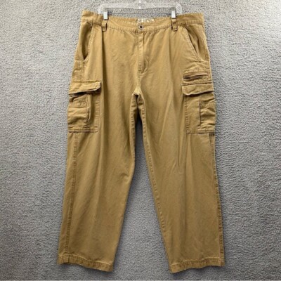 Vintage Plugg Cargo Pants Tan Khaki Y2K Skater Baggy Grunge 100% Cotton 40 x 30