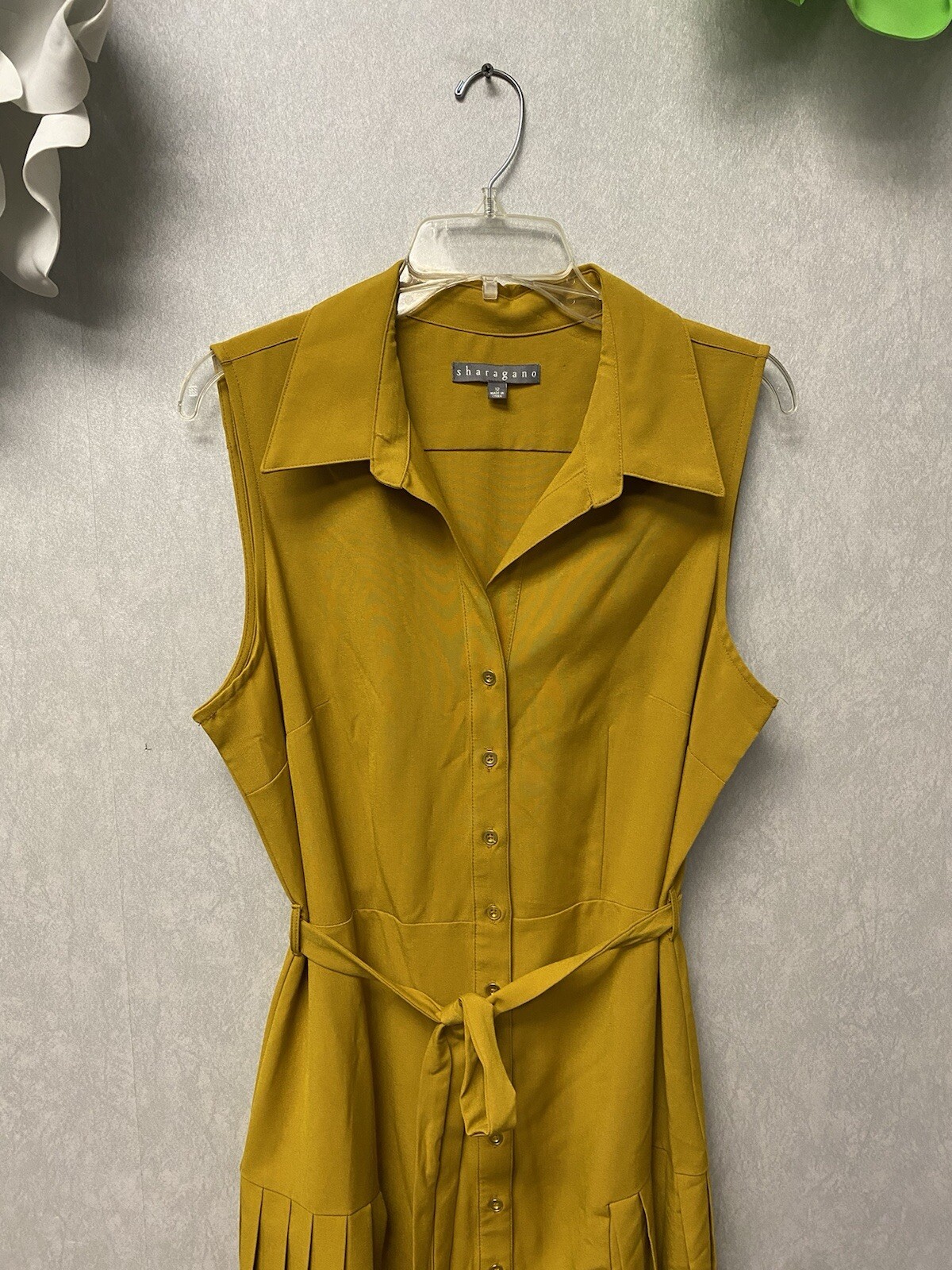 Sharagano Collared Button Down Yellow Sleeveless … - image 4