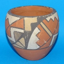 Old Native American Jemez Pueblo Polychrome Painted Pot by Chinana 4” Handmade