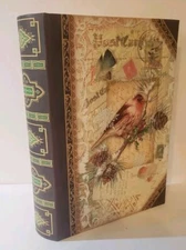 PUNCH STUDIO  Storage Faux Book Box  11" x 8.5" x 2.5"   Christmas Birds 