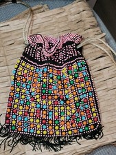 Vintage Jem Beaded Bag Black W/multicolor Beads Pouch Bag