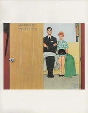 Norman Rockwell 1977 Vintage "Marriage Counselor" Mini Poster Color Lithograph