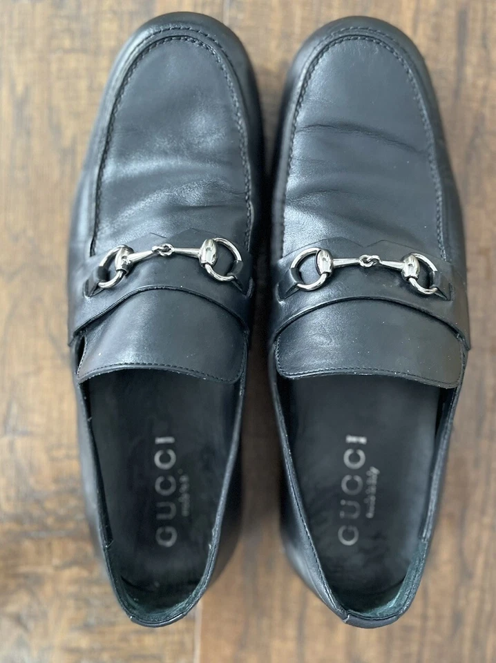 Gucci 110 15850 Black Leather Loafers with Custom Rubber Soles – Size 9 - Image 2 of 4